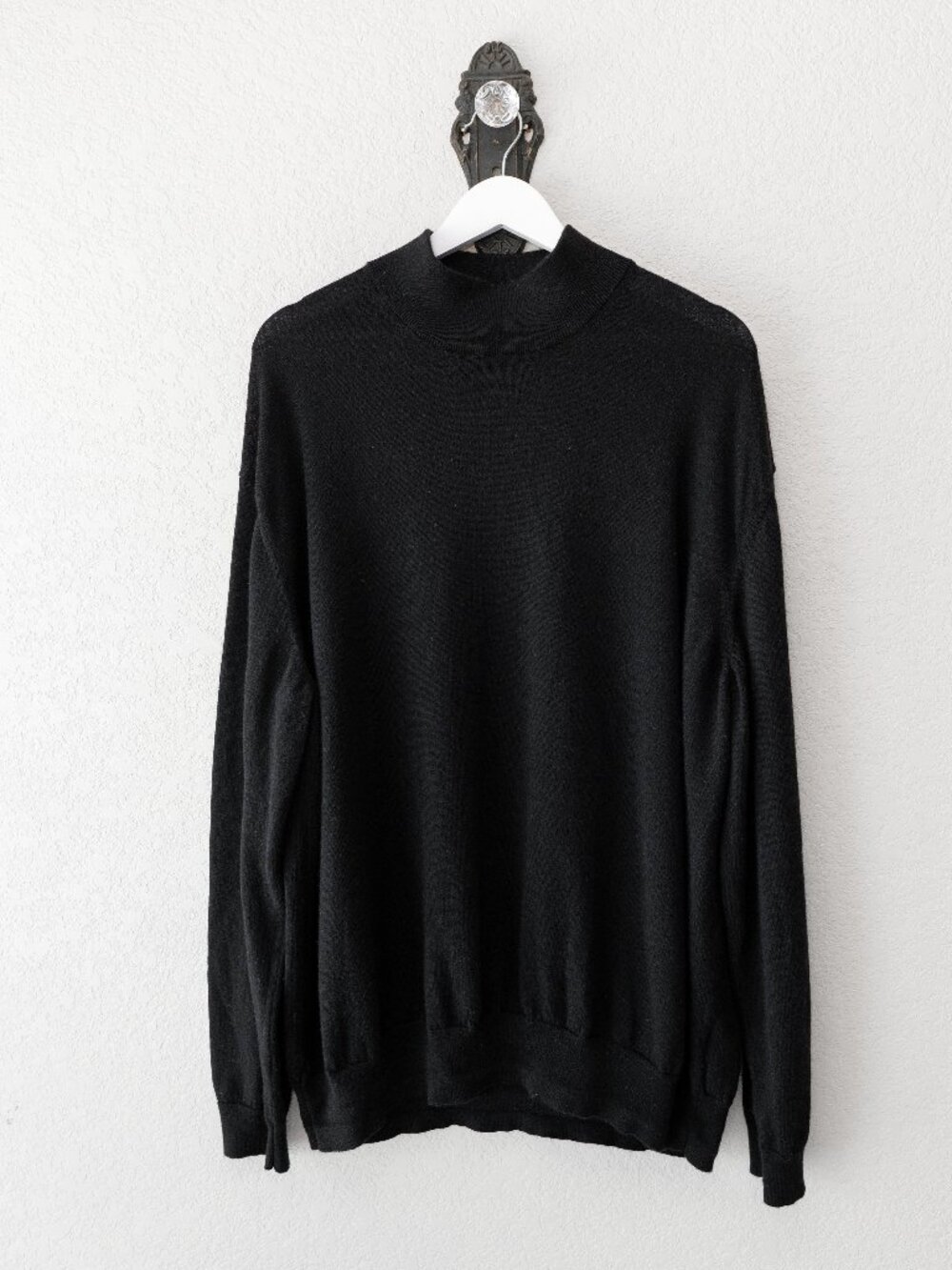 Jos A Bank 3XB Black 100% Merino Wool Sweater Mock Neck Big Tall Lightweight